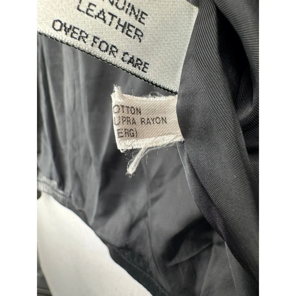 Vintage Luis Alvear Black Genuine Leather Bomber Jacket Men Medium Made in Korea